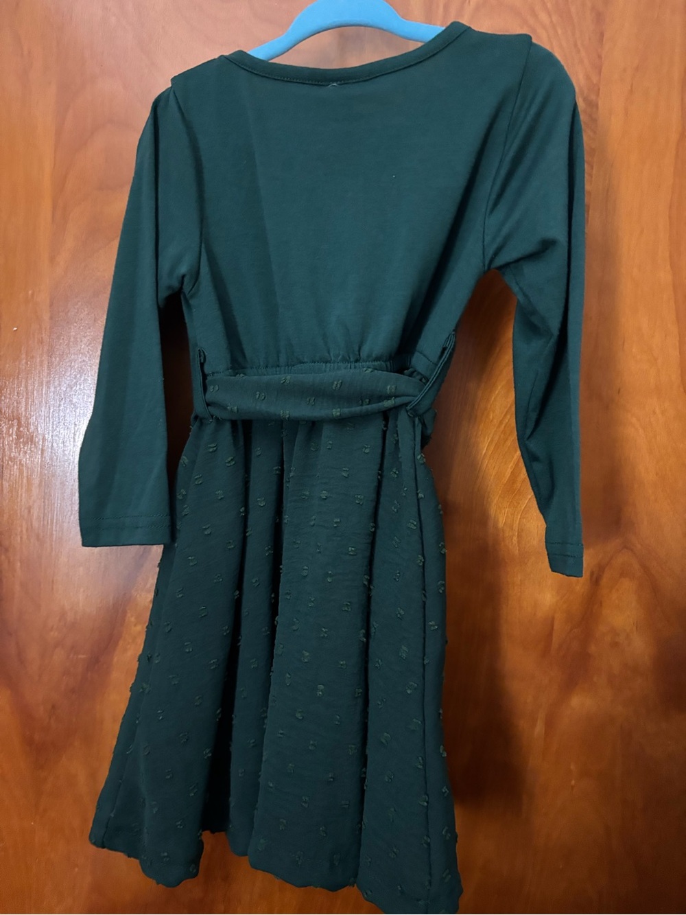 Girls Dark Green Long Sleeve  Dress